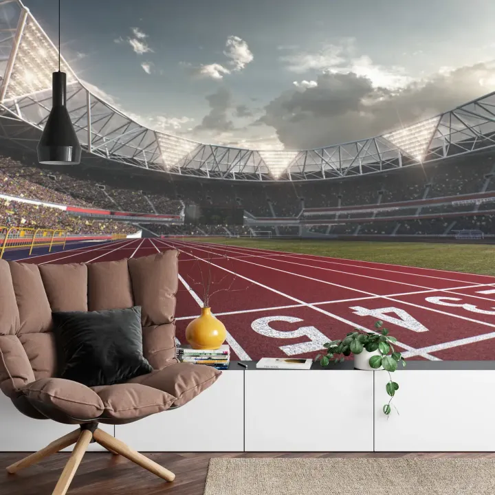 Fototapeta Stadion – Start Biegaczy na Torze Lekkoatletycznym
