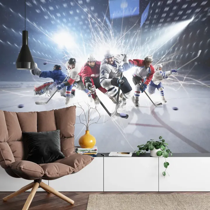 Fototapeta Drużyna Hokeistów – Akcja Sportowa na Lodowisku