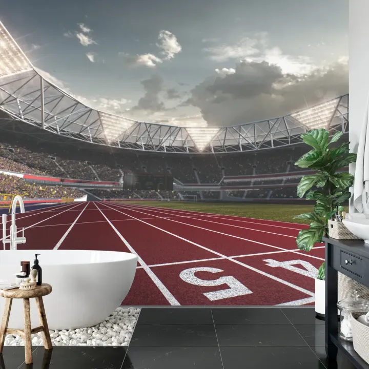 Fototapeta Stadion – Start Biegaczy na Torze Lekkoatletycznym
