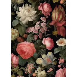 Plakat Kolorowe Kwiaty – Botaniczny Wzór z Różami i Chryzantemami – produkt