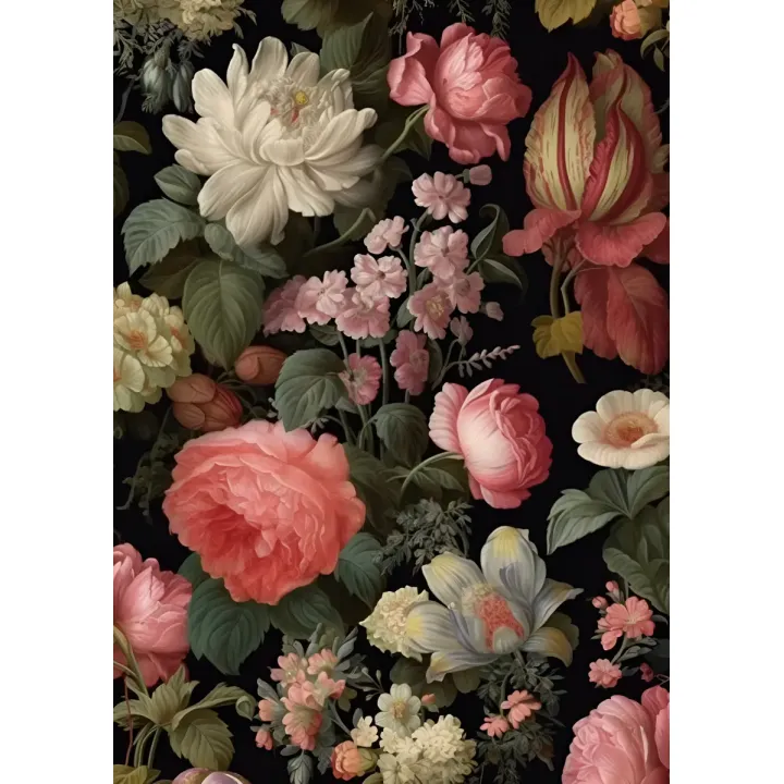 Plakat Kolorowe Kwiaty – Botaniczny Wzór z Różami i Chryzantemami – produkt