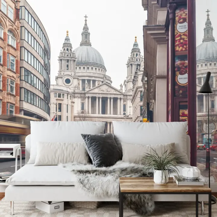 Fototapeta Katedra w Londynie – Architektura Sakralna i Życie Uliczne