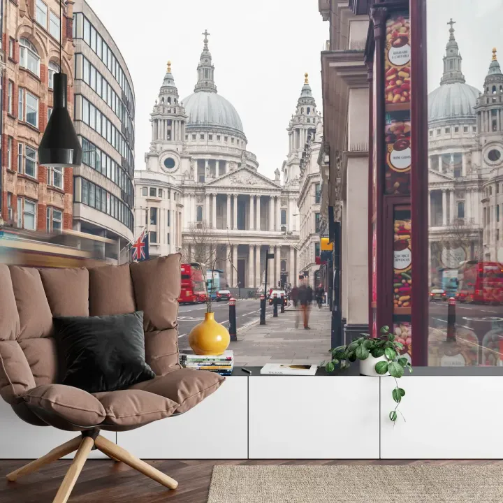 Fototapeta Katedra w Londynie – Architektura Sakralna i Życie Uliczne