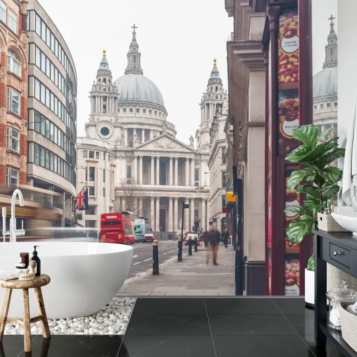 Fototapeta Katedra w Londynie – Architektura Sakralna i Życie Uliczne