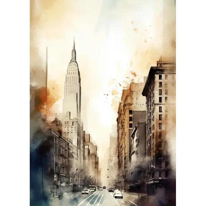 Plakat Ulice Nowego Jorku – Akwarelowa Panorama Manhattanu – produkt