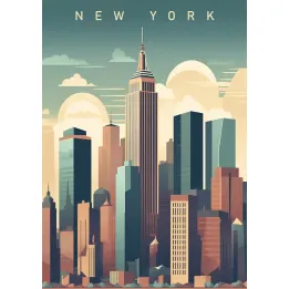 Plakat Wieżowce Nowego Jorku – Skyline Manhattanu o Zachodzie Słońca – produkt