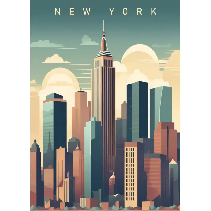 Plakat Wieżowce Nowego Jorku – Skyline Manhattanu o Zachodzie Słońca – produkt