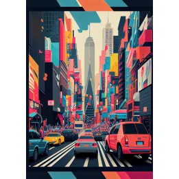 Plakat Kolorowe Auta – Abstrakcja Nowego Jorku – produkt