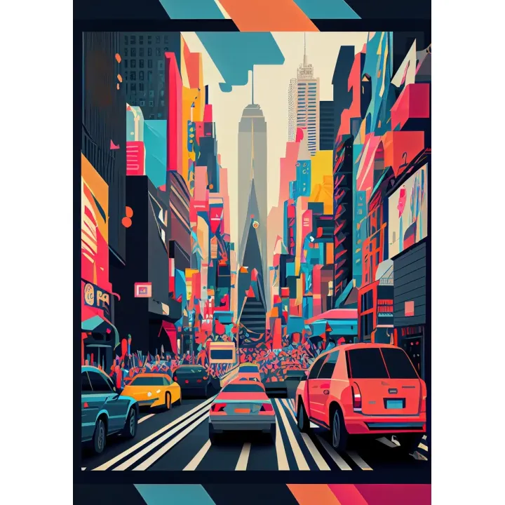 Plakat Kolorowe Auta – Abstrakcja Nowego Jorku – produkt