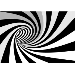 Fototapeta 3D Tunel – Abstrakcja Geometryczna i Iluzja Optyczna – Odcienie bieli i czerni