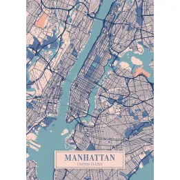 Plakat Manhattan – Mapa Nowego Jorku w Stylu Vintage – produkt