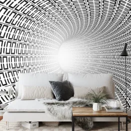 Fototapeta Tunel – Abstrakcja Geometryczna w Cyberprzestrzeni