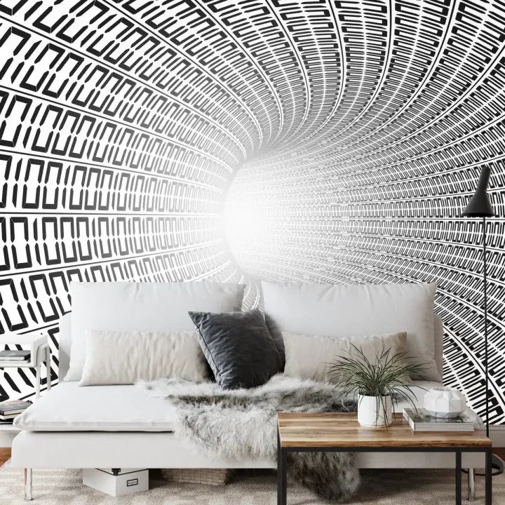 Fototapeta Tunel – Abstrakcja Geometryczna w Cyberprzestrzeni