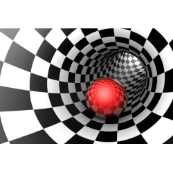 Fototapeta 3D Tunel – Iluzja Szachownicy i Głębi Op-Art