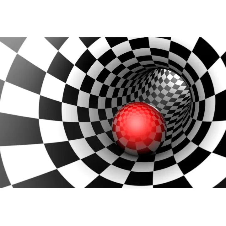 Fototapeta 3D Tunel – Iluzja Szachownicy i Głębi Op-Art – produkt