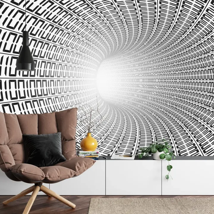 Fototapeta Tunel – Abstrakcja Geometryczna w Cyberprzestrzeni