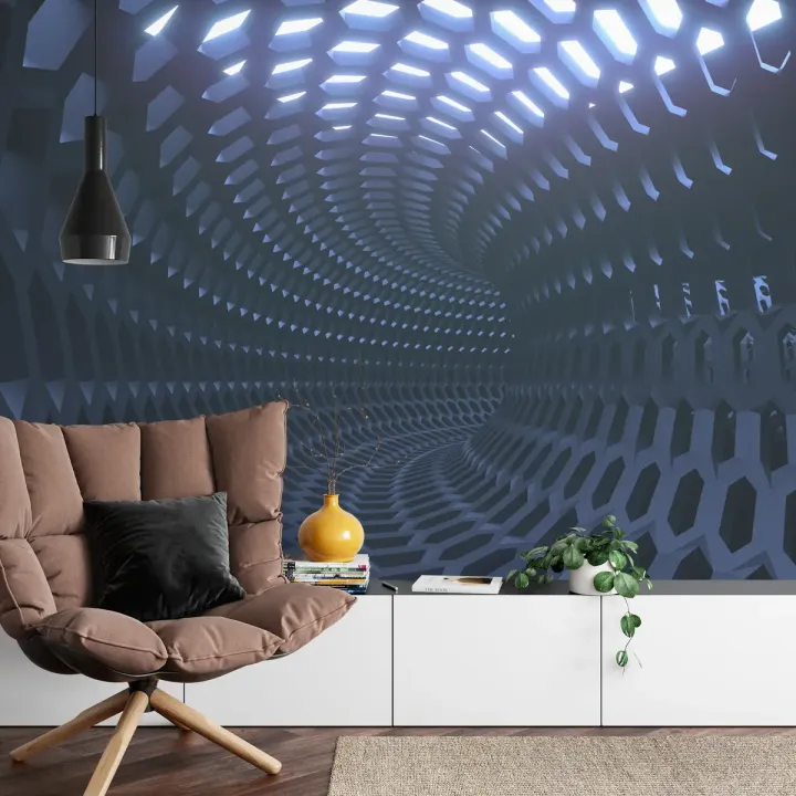 Fototapeta 3D Tunel – Abstrakcja Geometryczna z Głębią Perspektywy