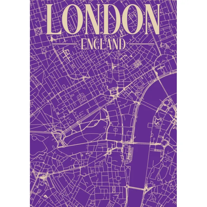 Plakat Centrum Londynu – Fioletowa Mapa Miasta nad Tamizą – produkt