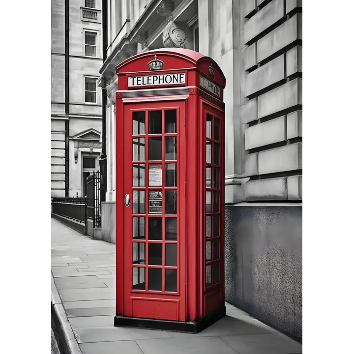 Plakat Czerwona Budka Telefoniczna – Londyńska Architektura Miejska w Stylu Retro – produkt