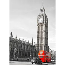 Plakat Londyn – Czerwony Autobus i Big Ben w Krajobrazie Miejskim – produkt