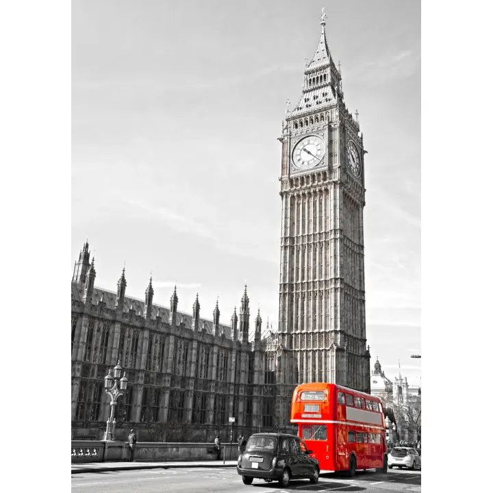 Plakat Londyn – Czerwony Autobus i Big Ben w Krajobrazie Miejskim – produkt