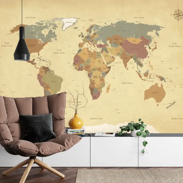 Fototapeta Mapa Świata – Kontynenty i Oceany w Twoim Wnętrzu