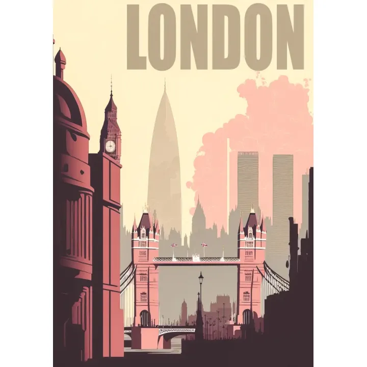 Plakat Londyn w Stylu Retro – Tower Bridge i Big Ben – produkt