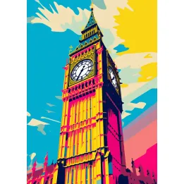 Plakat Kolorowy Big Ben – Ilustracja Architektury Londynu – produkt