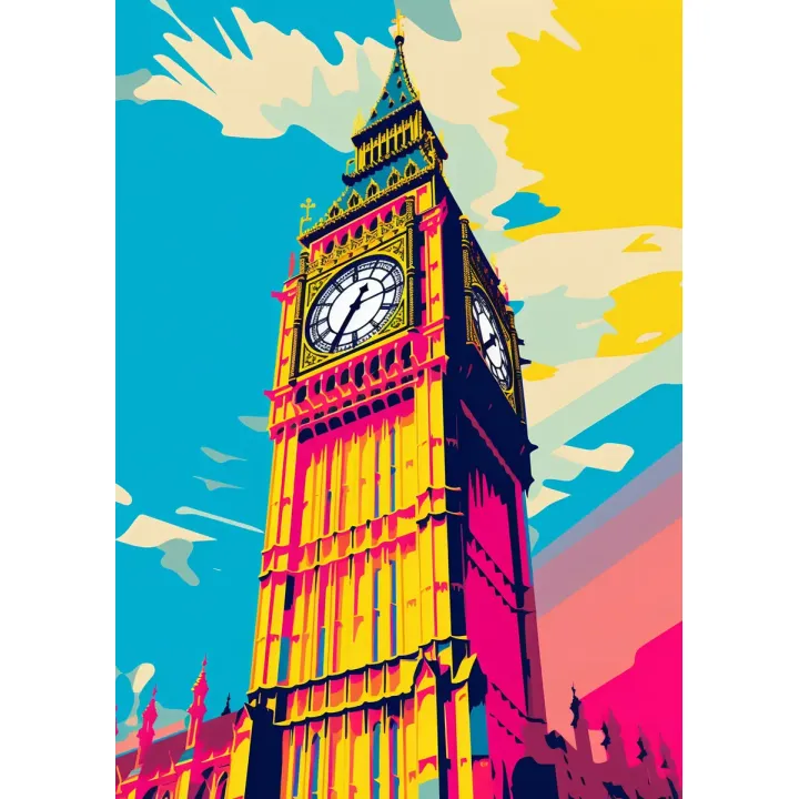 Plakat Kolorowy Big Ben – Ilustracja Architektury Londynu – produkt