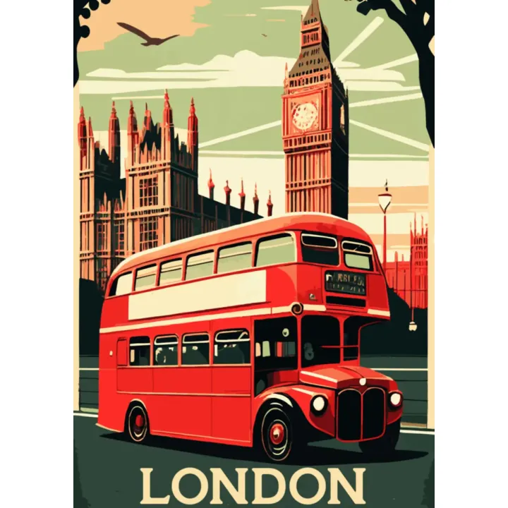 Plakat Czerwony Autobus – Londyn i Big Ben – produkt