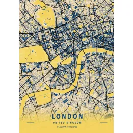 Plakat Londyn – Żółta Mapa Miasta i Architektura Metropolii – produkt