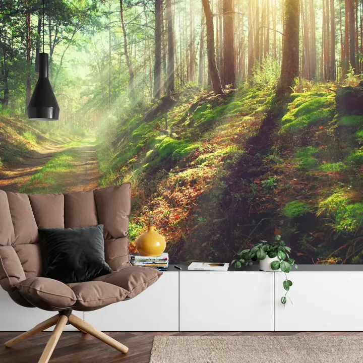 Fototapeta Las – Leśna Cisza i Zielona Natura do Wnętrz