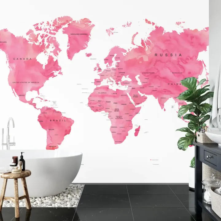 Fototapeta Mapa Świata – Akwarelowe Kontynenty i Geografia Podróży
