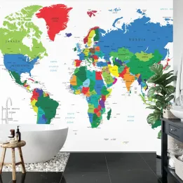 Fototapeta Mapa Świata – Kontynenty i Oceany w Twoim Wnętrzu
