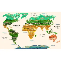 Fototapeta Mapa Dla Dzieci – Kontynenty, Oceany i Dinozaury