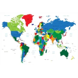 Fototapeta Mapa Świata – Kontynenty i Oceany w Twoim Wnętrzu – Odcienie zieleni i błękitu (II)