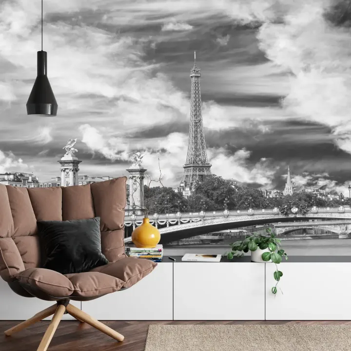Fototapeta Paryż Czarno-Biała – Wieża Eiffla i Architektura Paryska