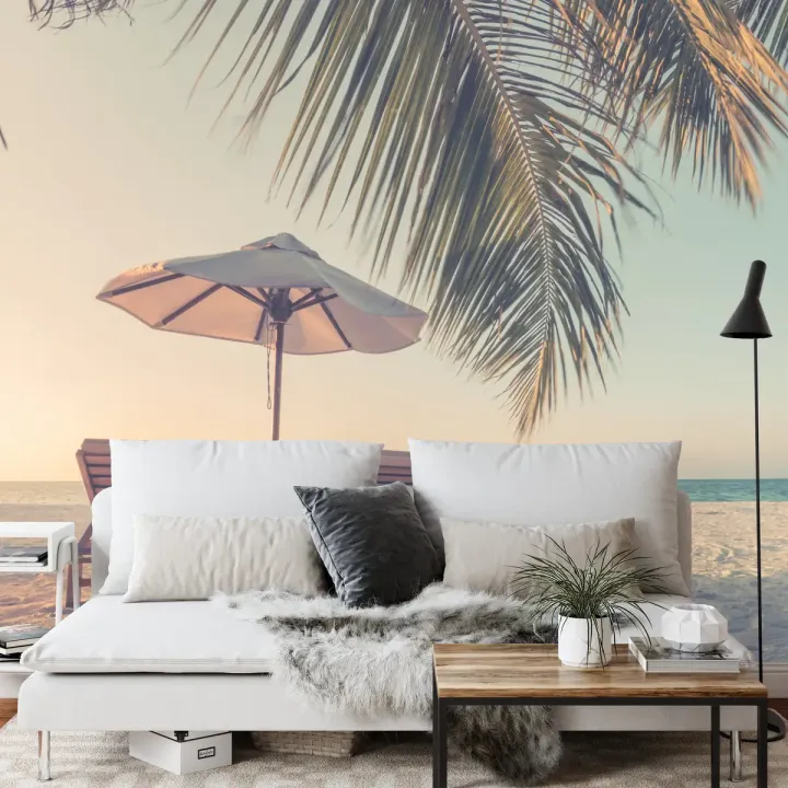 Fototapeta Plaża – Wakacyjny Klimat z Palmami i Oceanem
