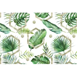 Fototapeta Liście Monstera – Botanika i Akwarelowa Geometria