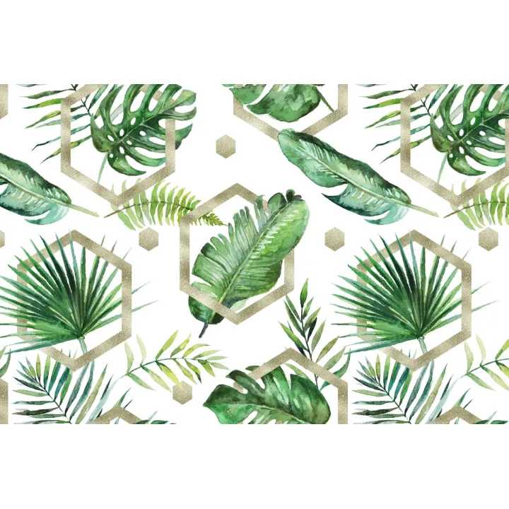 Fototapeta Liście Monstera – Botanika i Akwarelowa Geometria – produkt
