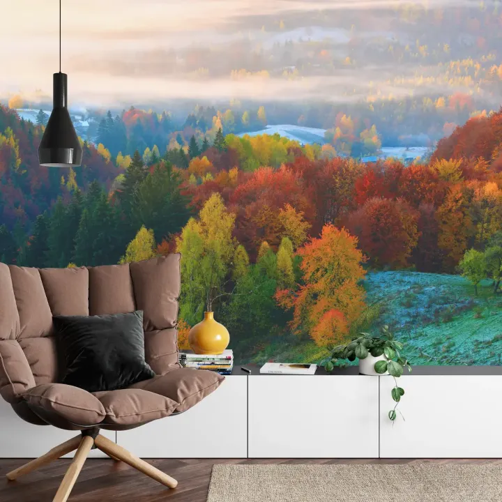 Fototapeta Las – Mglisty Poranek Pełen Spokoju