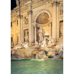 Plakat Fontanna Di Trevi – Rzymska Architektura Barokowa Nocą – produkt