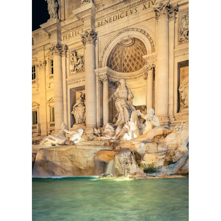 Plakat Fontanna Di Trevi – Rzymska Architektura Barokowa Nocą – produkt