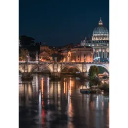 Plakat Tyber i Kopuła Watykanu – Nocna Panorama Rzymu – produkt