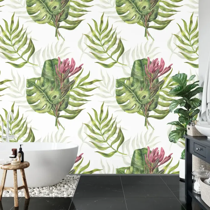 Fototapeta Liście Monstera – Tropikalna Dżungla Pełna Roślinności