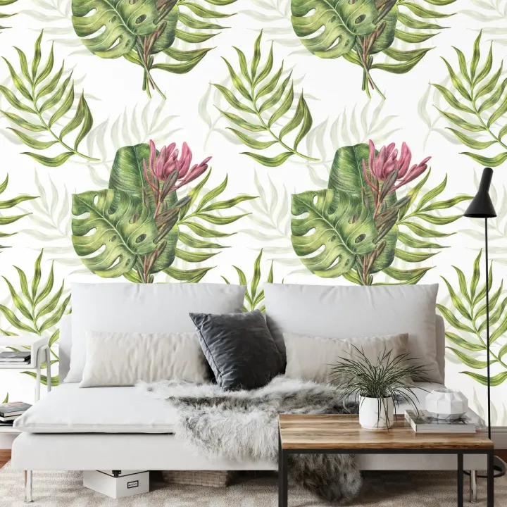 Fototapeta Liście Monstera – Tropikalna Dżungla Pełna Roślinności
