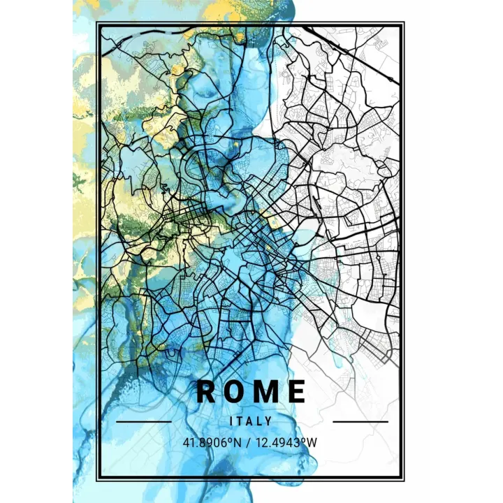 Plakat Mapa Rzymu – Abstrakcyjna Kartografia Wiecznego Miasta – produkt