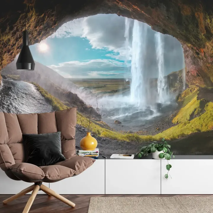Fototapeta Wodospad Jaskinia – Seljalandsfoss na Islandii