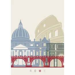 Plakat Kolorowa Ilustracja Architektury Rzymu – Koloseum i Zabytki Wiecznego Miasta – produkt