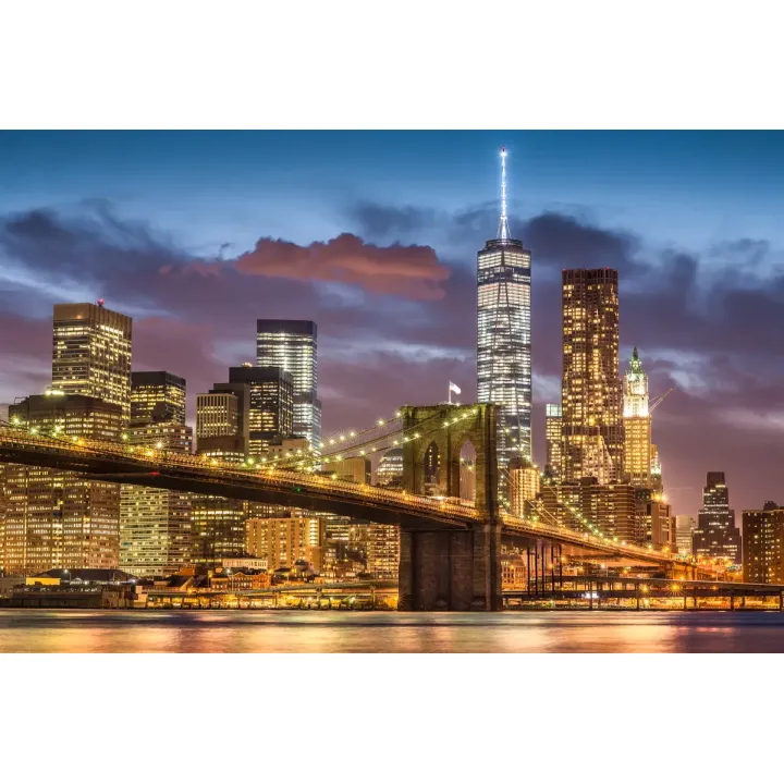 Fototapeta Nowy Jork Nocą – Skyline Manhattanu i Most Brookliński – produkt